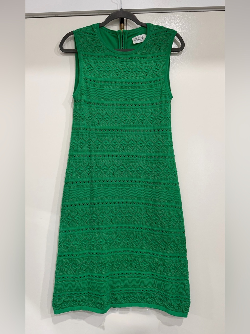 Eliza J Green Sleeveless Lace-Textured Mini Dress